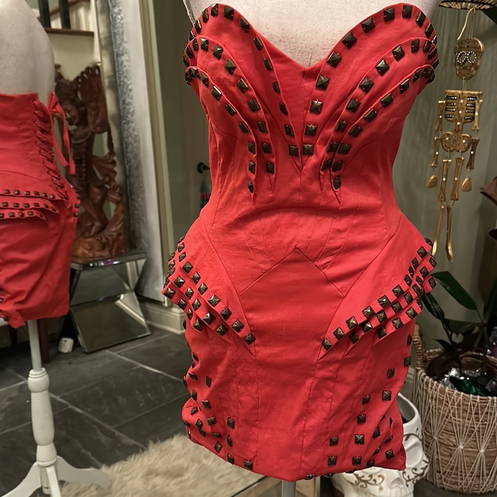 CORAL STUDDED DRESS - Picture 3 of 5